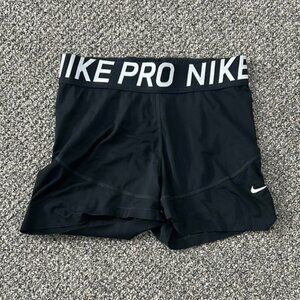 Nike Pro Black Shorts with White Logo